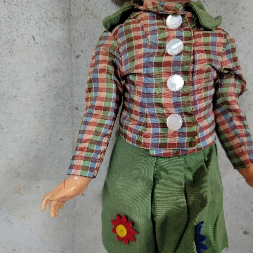 Vintage Ideal Velvet  Doll‎ PLAID HAT Skirt Dress Sears? Aftermarket Homemade?
